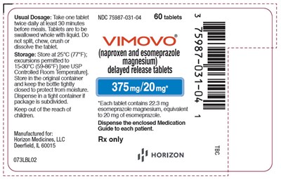 vimovo-04.jpg PRINCIPAL DISPLAY PANEL - 375 mg Tablet Bottle Label - vimovo 04