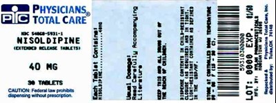 Nisoldipine Extended-release Tablets 40 mg Bottles (5931)