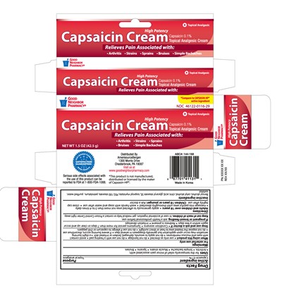 GNPCapsaicinCream.jpg image of carton label - GNPCapsaicinCream