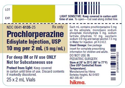 Ndc 0641-6135-01 Prochlorperazine Edisylate Injection, Usp 10 mg/2 mL (5 mg/ml) Rx Only 2 mL Vial For Deep Im Or Iv Use Only Not For Sc Use Protect From Light (Prochlorperazine Edisylate Injection 3)