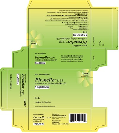 Pirmella 1/35(norethindrone And Ethinyl Estradiol Tablets Usp)1 mg/0.035 mgrx Onlyndc 68180-893-13											Carton Label: 3 Wallets Of 28 Tablets (Ne Ee 3 Figure 05)