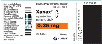 image-02.jpg Xanax Alprazolam Tablets, USP 0.25 mg Bottle Label - image 02