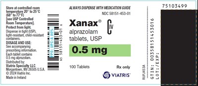image-03.jpg Xanax Alprazolam Tablets, USP 0.5 mg Bottle Label - image 03