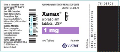 image-04.jpg Xanax Alprazolam Tablets, USP 1 mg Bottle Label - image 04