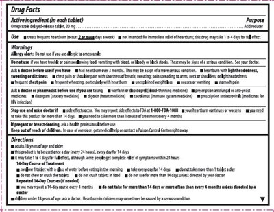 14 Tablet Box Rear (Omeprazole 2)