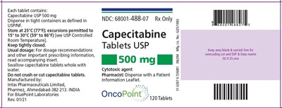 Capecitabine Tablets 500mg 120's Bottle Label (Capecitabine 500 Label)