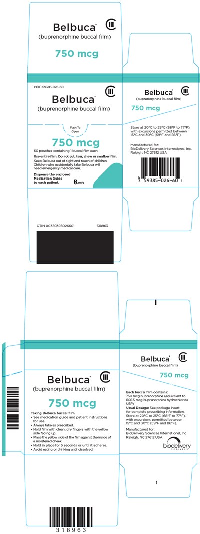 belbuca-15.jpg Principal Display Panel - 750 mcg Film Pouch Box - belbuca 15