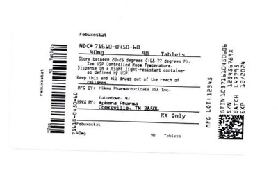 Bottle Label 40 mg (71610 0450 60)