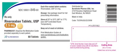 rivaroxaban-fig13.jpg PACKAGE LABEL-PRINCIPAL DISPLAY PANEL - 2.5 mg (60 Tablets Bottle) - rivaroxaban fig13