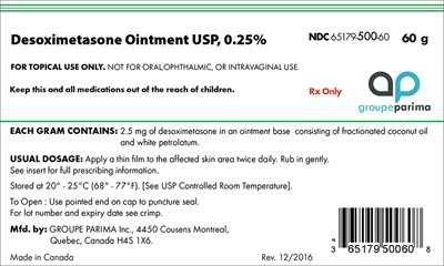 Desoximetasone Ointment Usp, 0.25% 60g Label (Tube60g)