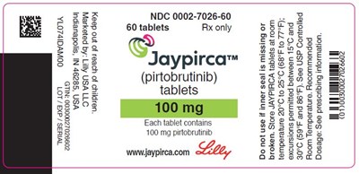 PACKAGE LABEL – JAYPIRCA 100 mg Tablets, 30 count bottle - jaypirca 100mg bottle 074 00