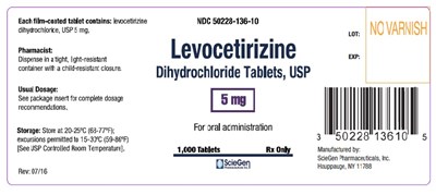 levocetirizine-5mg-1000ct.jpg PACKAGE LABEL-PRINCIPAL DISPLAY PANEL - 400 mg (500 Tablets Bottle) - levocetirizine 5mg 1000ct