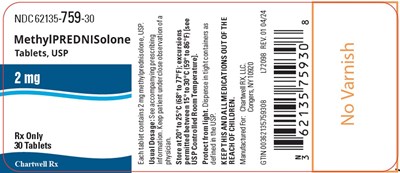 methyl-prednisolone-tabs-2mg-bottle-label.jpg image description - methyl prednisolone tabs 2mg bottle label