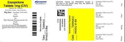 Eszopiclone Tablets 1mg (Eszopiclone 1mg 30s)