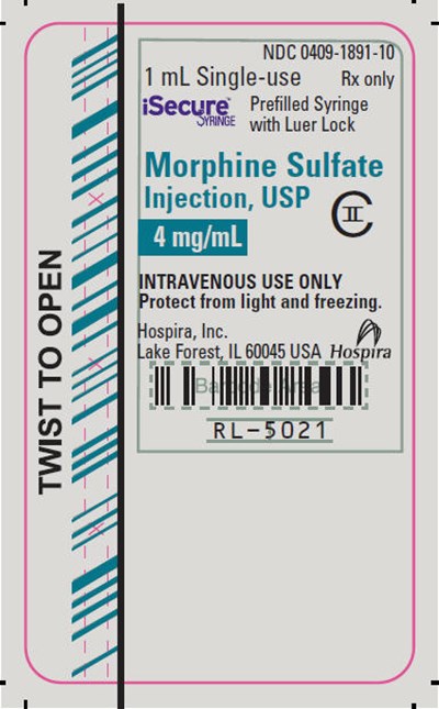 morphine-14.jpg PRINCIPAL DISPLAY PANEL - 4 mg/mL Syringe Label - RL-5021 - morphine 14