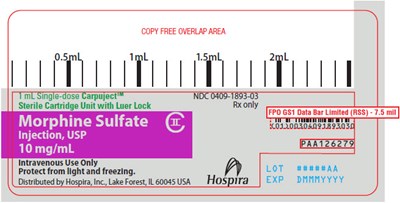 PRINCIPAL DISPLAY PANEL - 10 mg/mL Cartridge Label - morphine 21