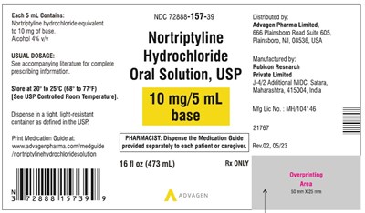 Nortriptyline Hydrochloride Oral Solution Usp 10 mg/5 mL (NDC 72888-157-39)