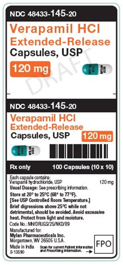 Verapamil HCl 120 mg Extended-release Capsules, Usp Unit Carton Label (Image 01)