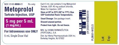 5 mL In 10 mL Oversized (Metoprolol Tartrate Injection 5)
