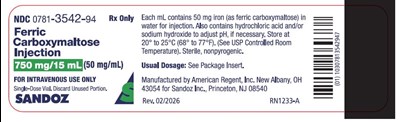 Vial Label (Ferric Carboxymaltose Injection 2)