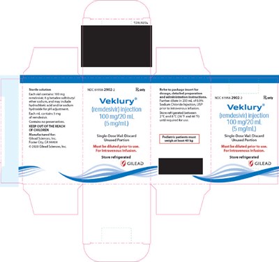 veklury-03.jpg PRINCIPAL DISPLAY PANEL - 100 mg/20 mL Vial Carton - veklury 03