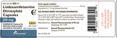 20 mg 90 ct Label - lisdexamfetamine dimesylate capsules 10
