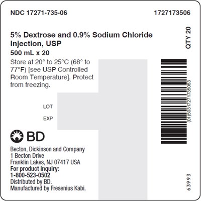 dex20-0000-05.jpg PACKAGE LABEL - PRINCIPAL DISPLAY – Dextrose and Sodium Chloride 500 mL Shipper Label - dex20 0000 05