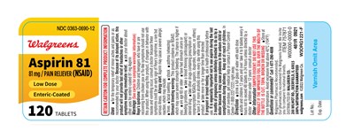481r Walgreens Aspirin Bottle Label 120s