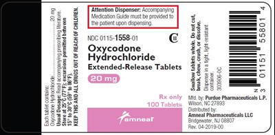 20 mg Bottle Label - oxycodone hydrochloride extended release tablets 5