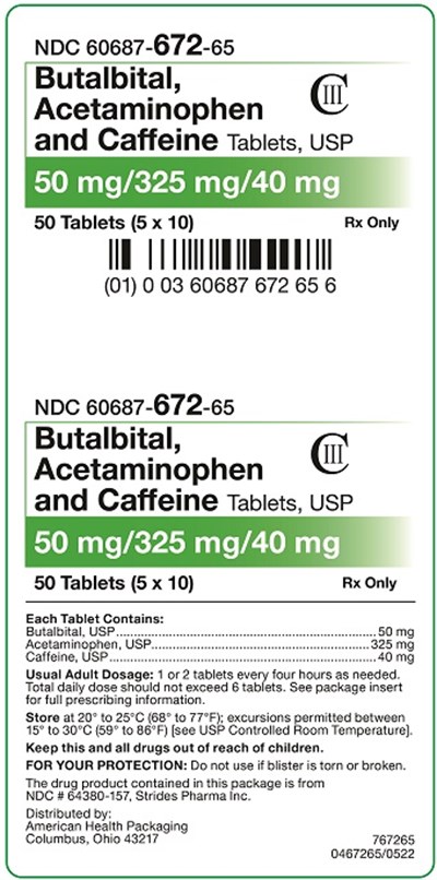 50 mg/325 mg/40 mg Butalbital, Acetaminophen And Caffeine Tablets Carton (Carton)