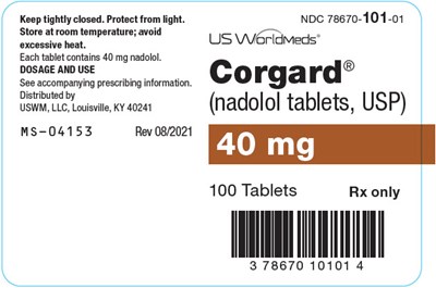corgard-03.jpg PRINCIPAL DISPLAY PANEL - 40 mg Tablet Bottle Label - corgard 03