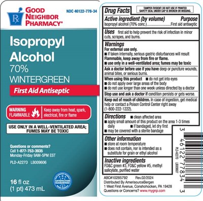 Isopropyl Alcohol (70% Conc.) (Isopropyl Alcohol 70 Percent Wintergreen 1)
