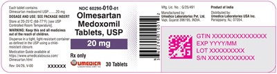 "image Description" (Olmesartan Medoxomil Tabs 20mg 30s Bottle Label)