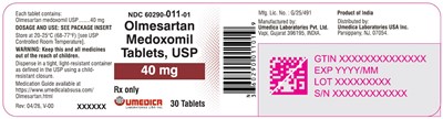 "image Description" (Olmesartan Medoxomil Tabs 40mg 30s Bottle Label)