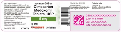 "image Description" (Olmesartan Medoxomil Tabs 5mg 30s Bottle Label)