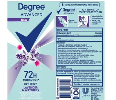 Degree Advanced Lavender &amp; Waterlily Dry Spray Ap Deo (Degreelavenderwaterlilydrysprayapdeo)