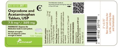 100 Count Label - oxycodone and acetaminophen tablets usp 7 5mg 325m 3