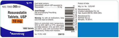 Image Description (Rosuvastatin Tablets 10mg 1000s Bottle Label)
