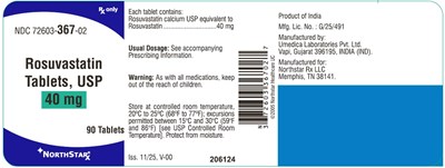Image Description (Rosuvastatin Tablets 40mg 90s Bottle Label)