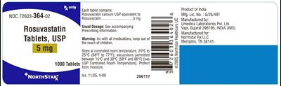 Image Description (Rosuvastatin Tablets 5mg 1000s Bottle Label)