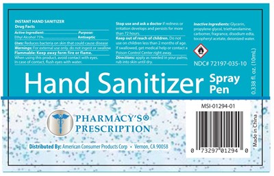 ACP_NDC_72197-035-10_Pen_Hand_Sanitizer_070221.jpg Pharmacys Prescription Hand Sanitizer - ACP NDC 72197 035 10 Pen Hand Sanitizer 070221