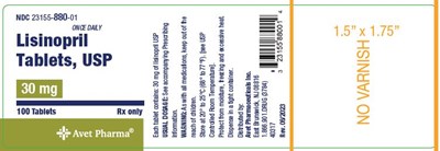 Lisinopril Tablets 30mg 30 Tablets - label lisinopril 30mg