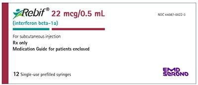 rebif-10.jpg PRINCIPAL DISPLAY PANEL - 12 Single Use Prefilled Syringe Carton-22 mcg/0.5 mL - rebif 10