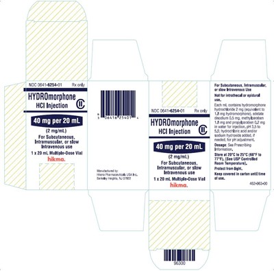 Hydromorphone 20 mL Mdv Carton (Hydromorphone Hydrochloride Injection Usp Nda 3)