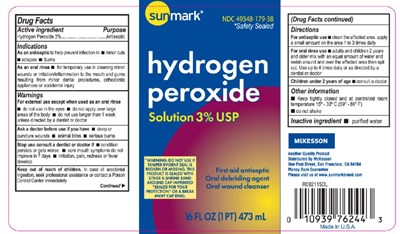 sunmark-hydrogen-peroxide-3-percent-01.jpg Principal Display PanelNDC 49348-179-38hydrogenperoxideSolution 3% USP16 FL OZ (1 PT) 473 mL - sunmark hydrogen peroxide 3 percent 01