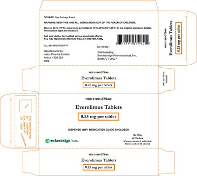 everolimus-03.jpg PRINCIPAL DISPLAY PANEL - 0.25 mg Tablet Blister Pack Carton - everolimus 03