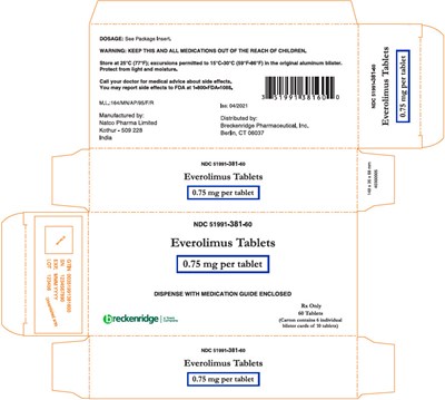 everolimus-07.jpg PRINCIPAL DISPLAY PANEL - 0.75 mg Tablet Blister Pack Carton - everolimus 07