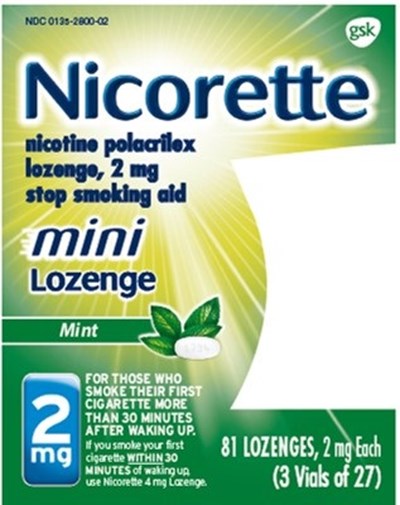 image-01.jpg Nicorette Mini Lozenge 2 mg 81 ct carton - image 01