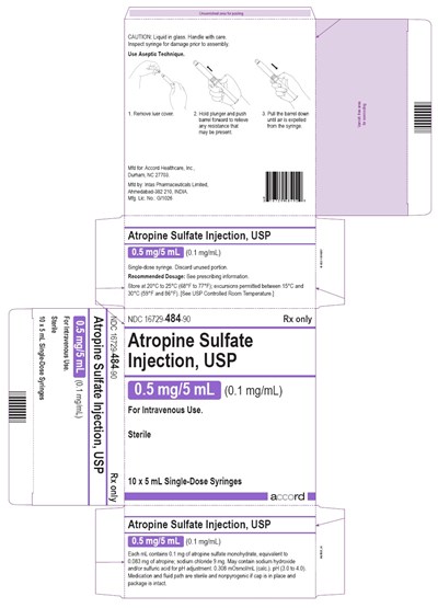 Atropine Sulfate Injection 05mg Per 5ml Carton 10x5