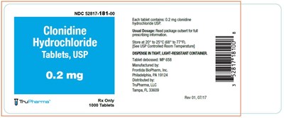 clonidine-hydrochloride-05.jpg PRINCIPAL DISPLAY PANELNDC 52817-181-00ClonidineHydrochlorideTablets, USP0.2 mgRx Only1000 Tablets - clonidine hydrochloride 05